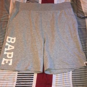 100% authentic, grey bape shorts with ape head!
